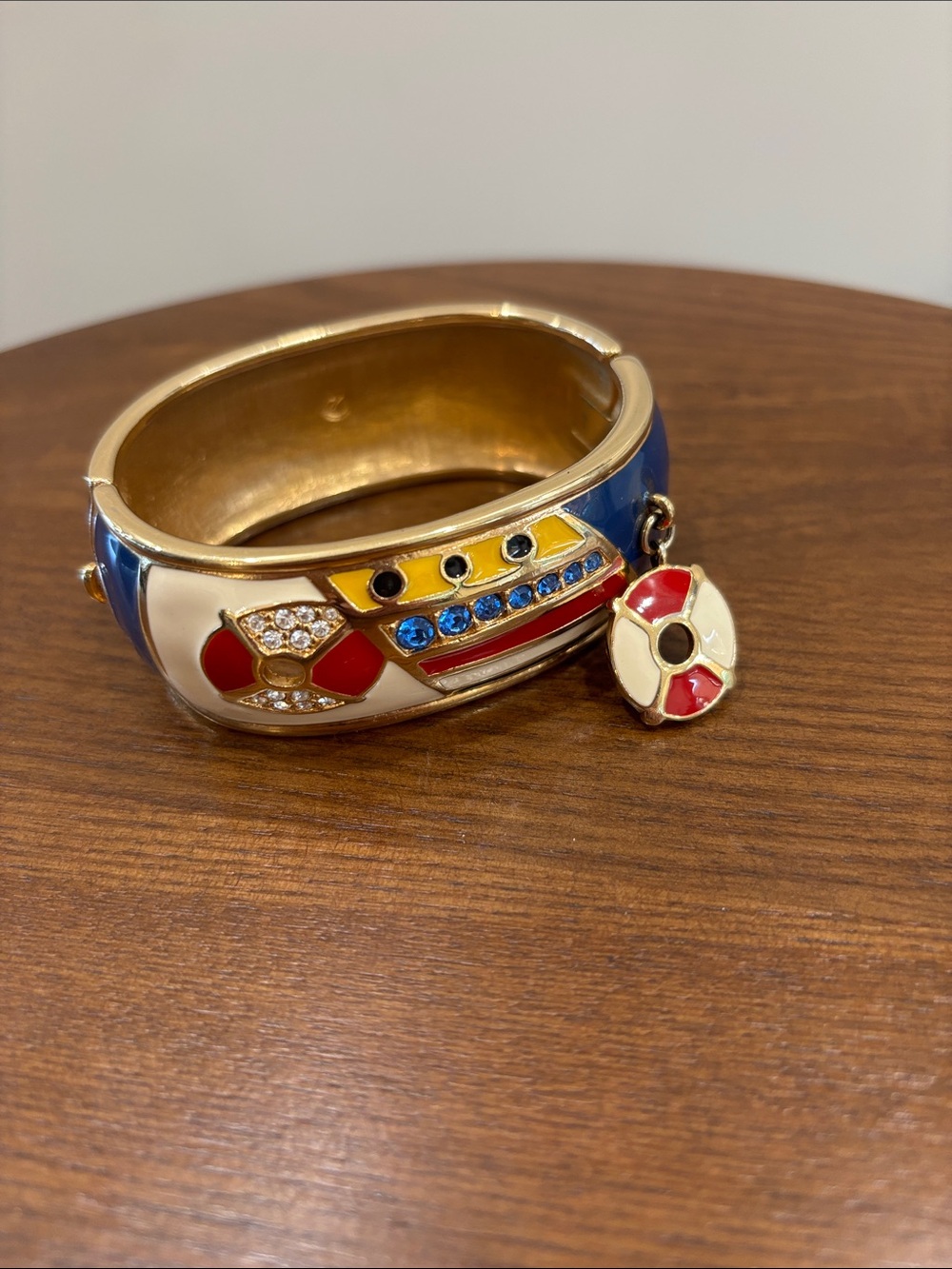 Swarovski Nautical Enamel Charm Bangle Bracelet — Red, White, Blue, Gold